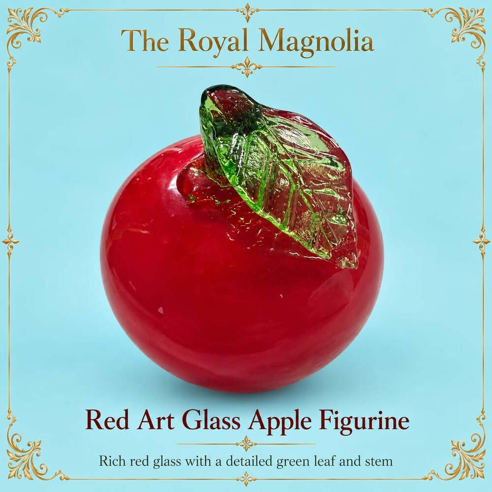 The Royal Magnolia Red Art Glass Apple Figurine Paperweight